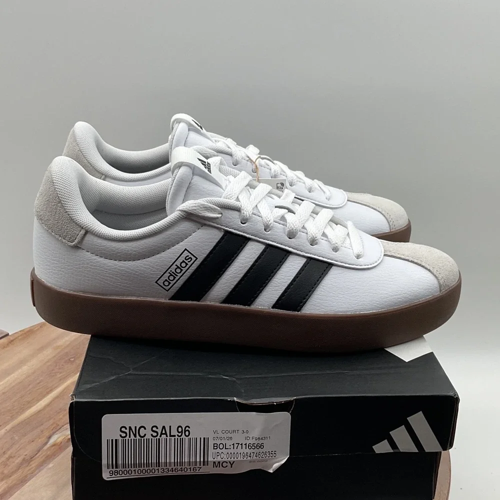 Adidas VL Court 3.0 Womens Sneakers White Black Gum ID8797 Size 9 NEW